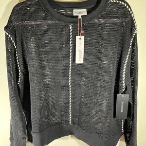 The Greii LA Black All Cotton Open Sweater Shirt Large